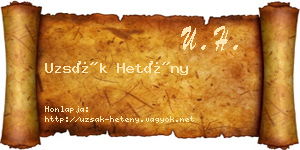 Uzsák Hetény névjegykártya